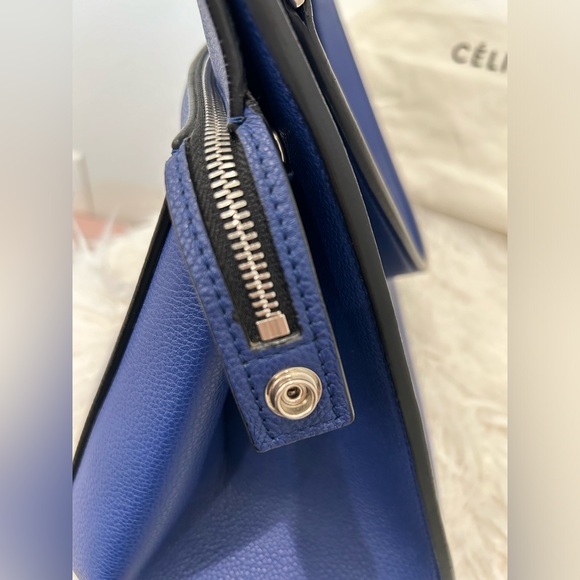 CELINE EDGE MEDIUM TOP HANDLE BAG - PRISTINE CONDITION - BLUE LEATHER - Picture 6 of 11